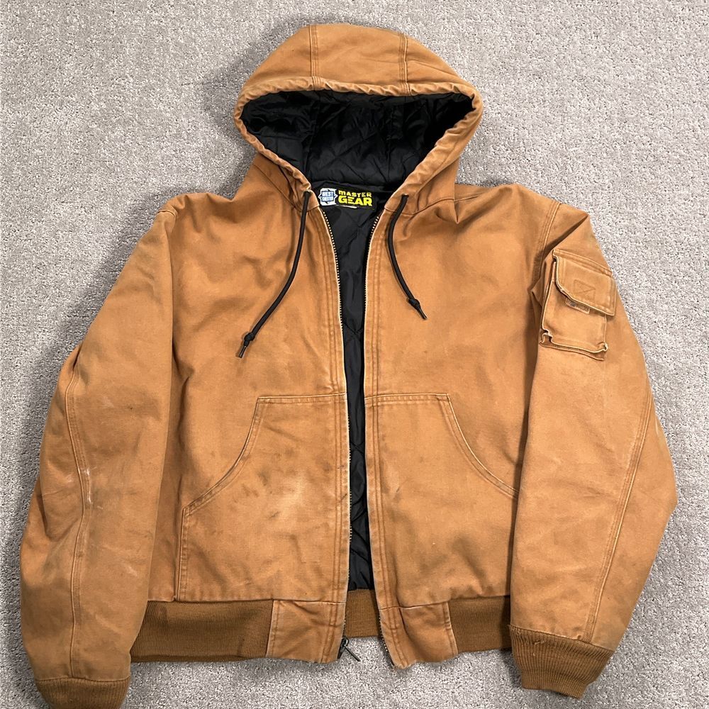 West Chester Master Gear Jacket Men XL Brown Bomber Hoodie Canvas Chore Work
